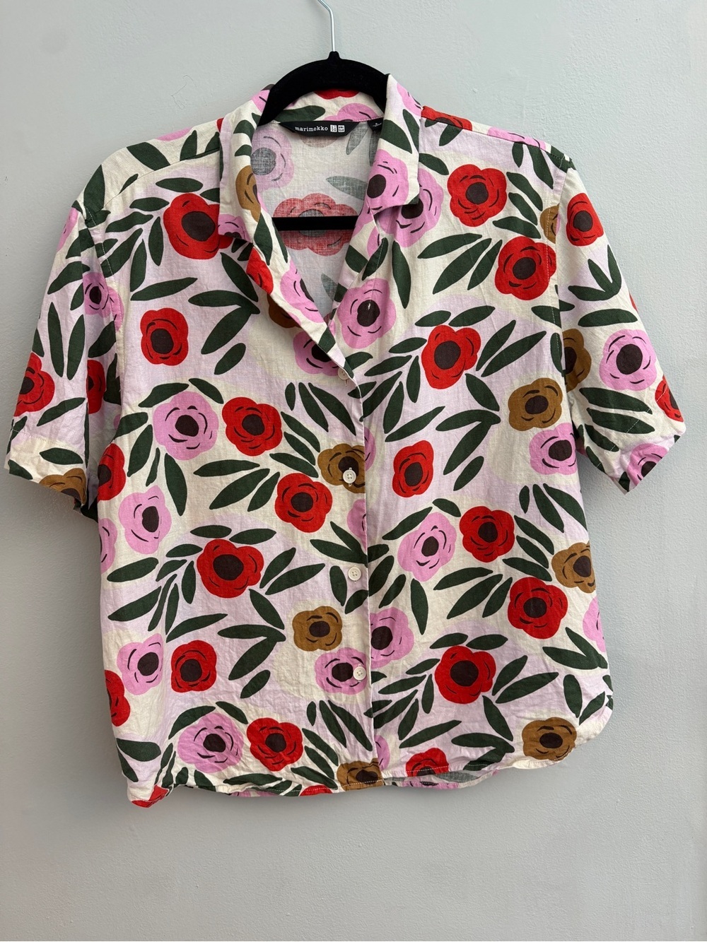 UNIQLO X Marimekko Linen-Blend Short-Sleeve Collared Shirt, Size Small - Picture 2 of 6